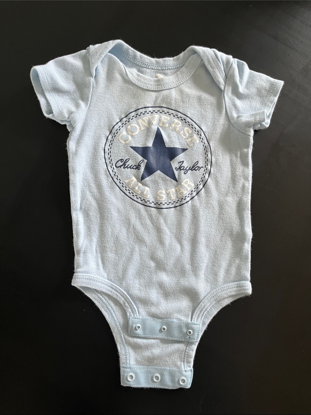 Converse Baby Light Blue Bodysuit with Navy Star Logo